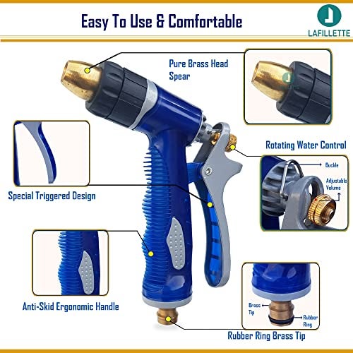LAFILLETTE Plastic Tte Lala Life SGL Adjustable High Pressure Brass Nozzles Garden Water Gun (Medium, Blue) - Image 4