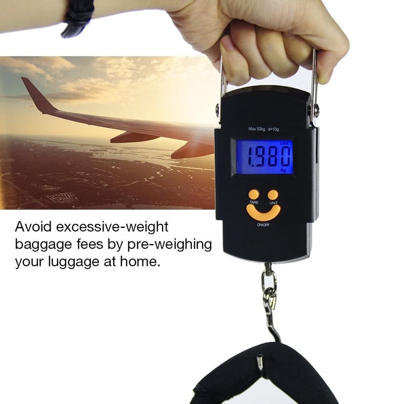Dr. Care Hanging Weight Machine 50kg - Portable Digital Weighing Scale for Luggage, Gas Cylinder & Travel, Wide Soft Handle, Extra Strap Included, Weighing Scale for Luggage Bags & Suitcase, Black - Image 1