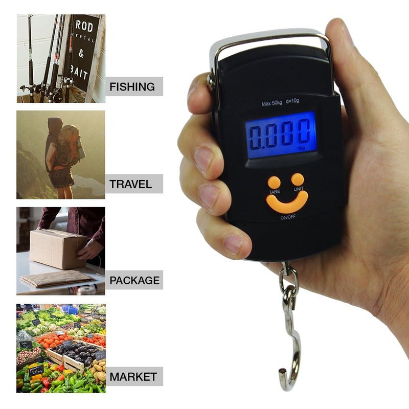 Dr. Care Hanging Weight Machine 50kg - Portable Digital Weighing Scale for Luggage, Gas Cylinder & Travel, Wide Soft Handle, Extra Strap Included, Weighing Scale for Luggage Bags & Suitcase, Black - Image 2