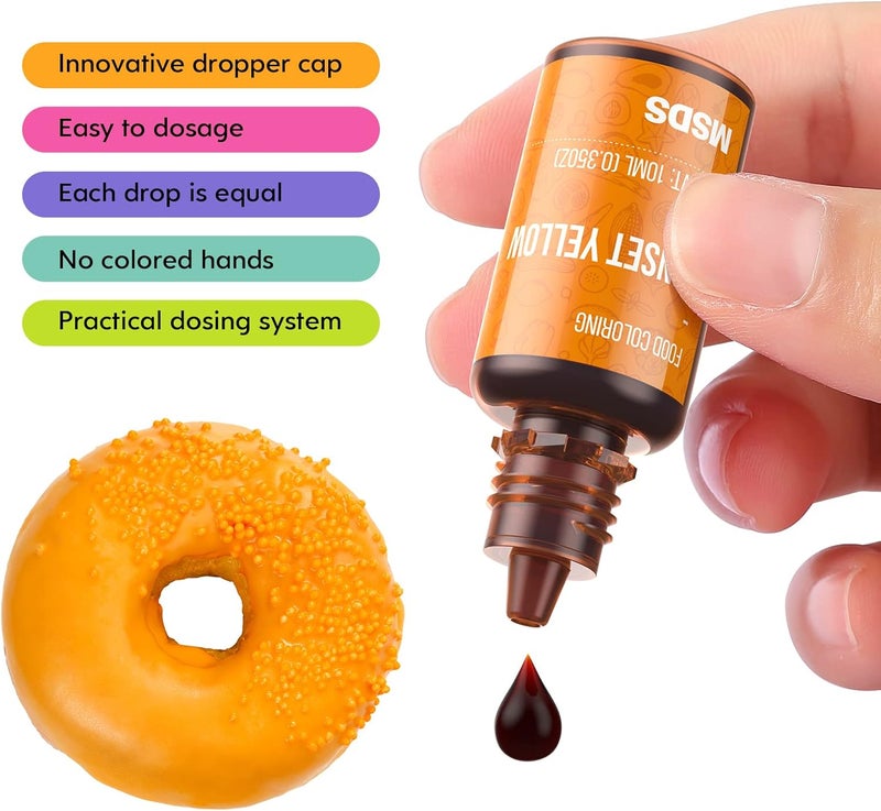 Cherrysea 12 Color Food Coloring Set - Vibrant Edible Liquid Dye for Baking, Cake Decorating, and Crafting - 0.35 Fl. oz (10 ml) Each - Image 4
