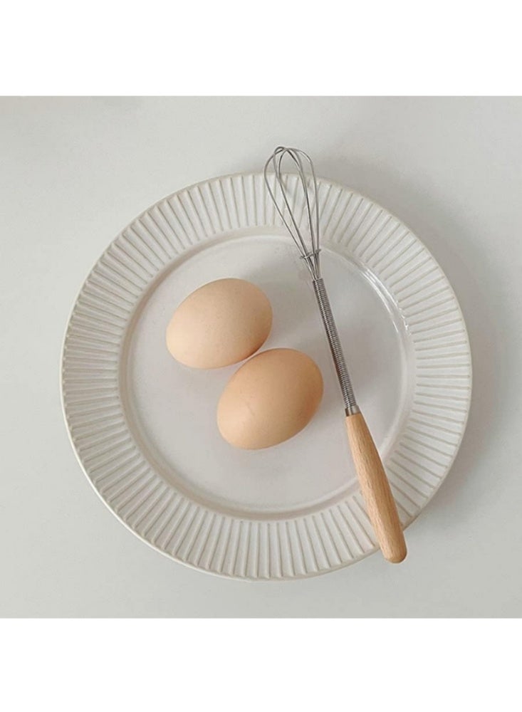 مضرب يدوي للبيض من الستانلس ستيل بمقبض خشب – 2 قطعة - Image 4