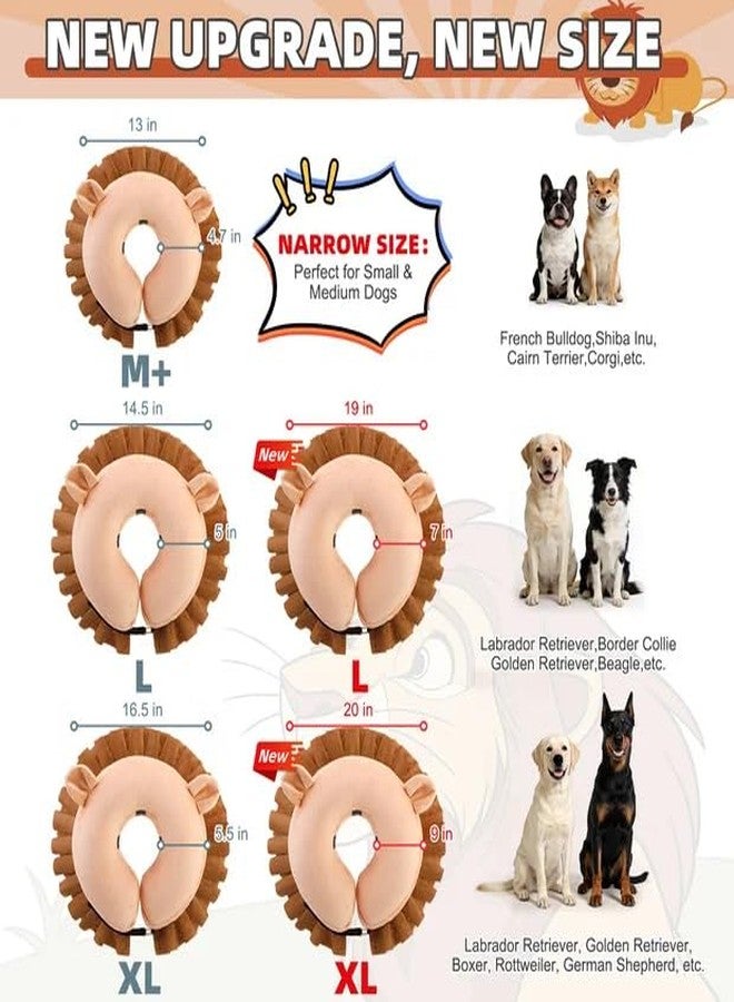 كولتيل طوق مخروطي بديل للكلاب بعد الجراحة من KOOLTAIL، طوق مخروطي ناعم قابل للنفخ على شكل أسد للكلاب متوسطة وكبيرة الحجم، طوق تعافي دائري قابل للتعديل مع خاصية منع اللعق المحسّنة لا يعيق الرؤية، مقاس M - Image 2