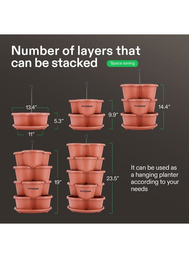 VIVOSUN 5 Tier Vertical Gardening Stackable Planter for Strawberries, Flowers, Herbs, Vegetables, Brown - Image 4