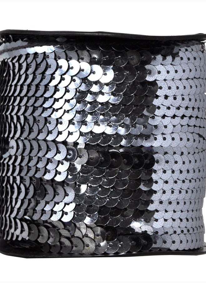 Mandala Crafts Mandala Craft 6mm Flat Sequin Strip Gray Sequins on a Roll - Gray Sequin Trim by The Yard - 100 Yds String Metallic Sequin Strand for Crafts Sequin Fringe Sewing  - Image 1