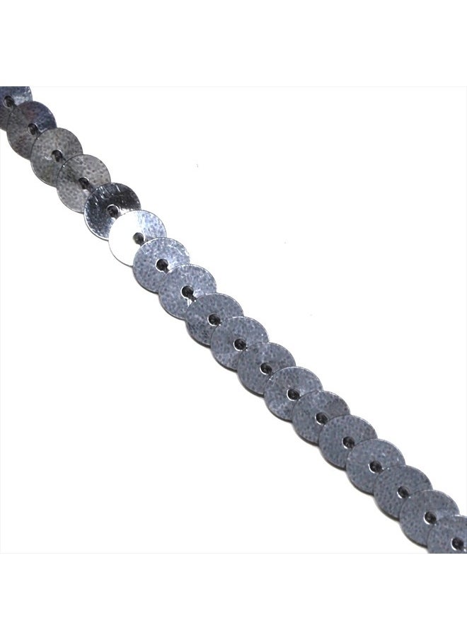 Mandala Crafts Mandala Craft 6mm Flat Sequin Strip Gray Sequins on a Roll - Gray Sequin Trim by The Yard - 100 Yds String Metallic Sequin Strand for Crafts Sequin Fringe Sewing  - Image 2