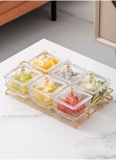 Haidue 6 Pcs Multipurpose Light Luxury Fruits and Snack Storage Bowls With Tray  - Image 1