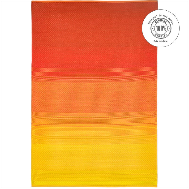 Fab Habitat Outdoor Rug - Waterproof, Fade Resistant, Crease-Free - Premium Recycled Plastic - Ombre - Patio, Deck, Porch, Balcony, Laundry Room - Big Sur - Sunset - 4 x 6 ft - Image 3