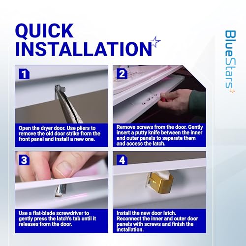 BlueStars Universal Appliance Door Latch Kit 279570 PS334230 AP3094183 14205029 236877 420198 423232 EED4300TQ0 LTE5243DQ6 - Compatible with GE Whirlpool Kenmore Roper KitchenAid Dryers and more - Image 5
