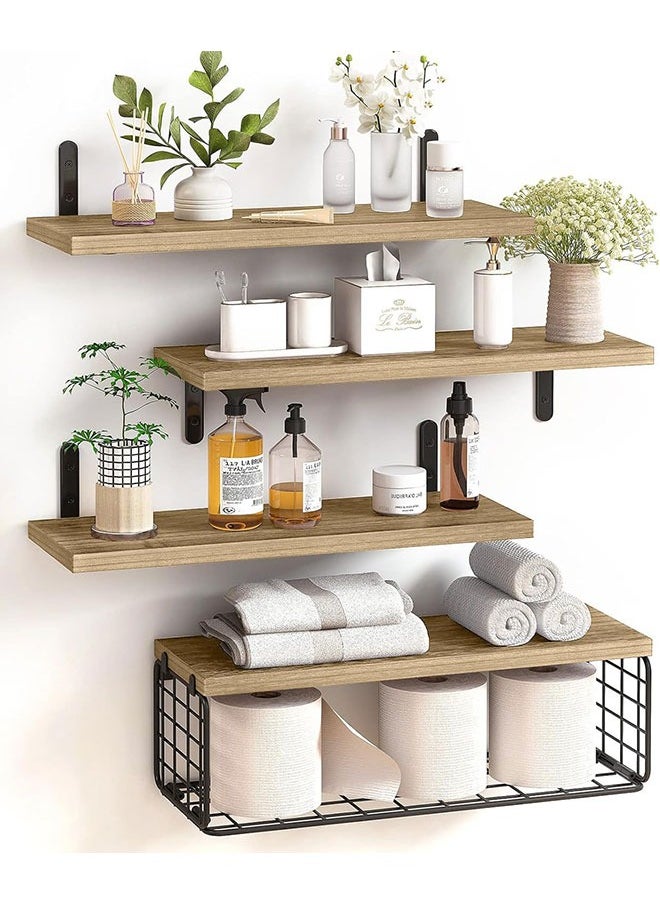 MarlaMall Floating Shelves Wall Mounted  Wood Display Storage Wall Shelves for Living Room Bedroom Office Bathroom Kitchen Decoration  - Image 1