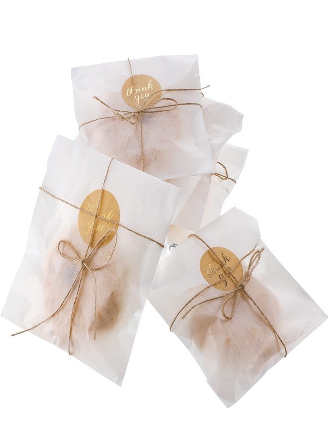 Zonon 100 Pieces Glassine Wax Paper Bag 5" x 7" Cookie Sleeves Bags, 100 Pieces Thank You Label Stickers and 263 Feet Jute Rope for Party Favors, Cookie Chocolate Candy(null) - Image 1