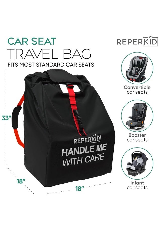 reperkid Car Seat Travel Bag for Airplane, Black and Green, 33" H x 18" W x 18" D, Fits Most Convertible, Booster and Infant Car Seats – Premium Waterproof Cover, Adjustable Shoulder Strap - Image 4