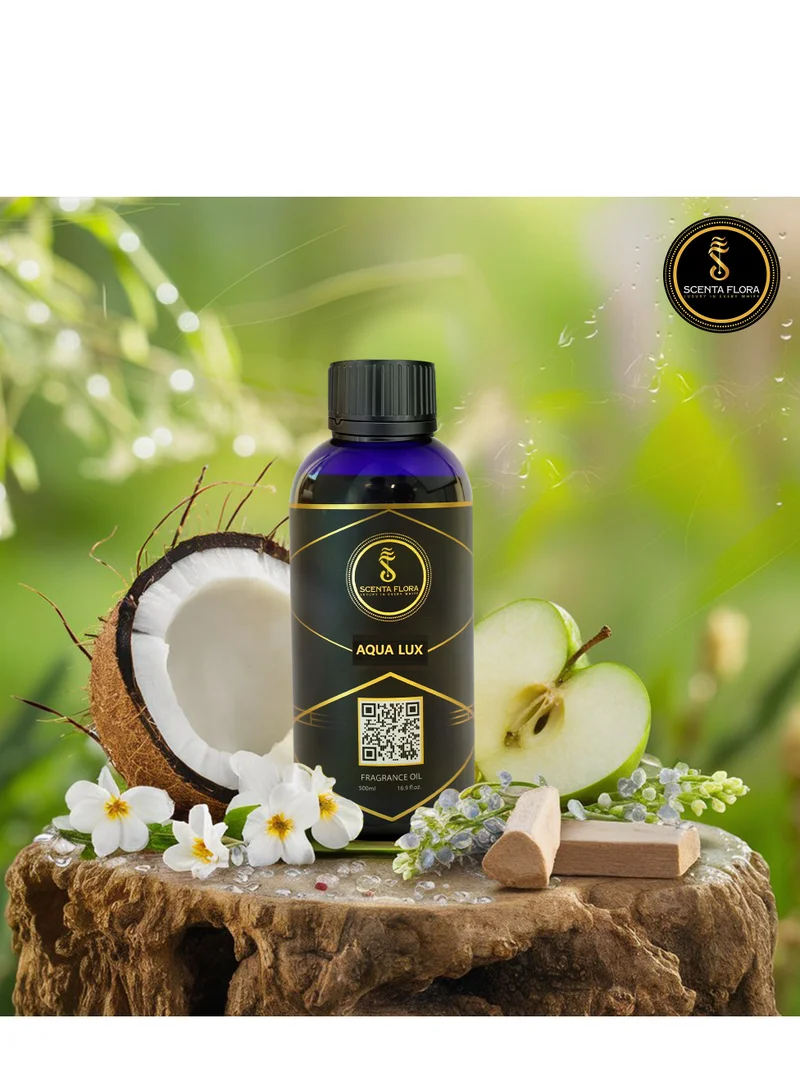 سينتا فلورا زيت عطري Aqua Lux من SCENTA FLORA لأجهزة نشر الروائح والعلاج العطري (500 مل) | معتمد من IFRA | رائحة حلوة تجمع بين الفواكه والزهور للمنازل والمكاتب والمساحات التجارية | أجواء منعشة ومريحة وجذابة