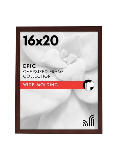 Americanflat Americanflat 16x20 Picture Frame with Polished Plexiglass  Wide Picture Frames Made of Engineered Wood for Vertical or Horizontal Wall Display  Epic Collection  Mahogany 