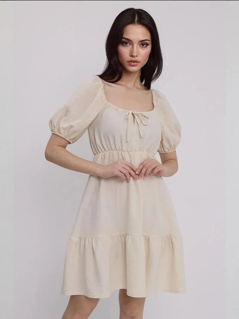 BIG DART BDART Square Neck A-Form Mini Dress with Bow