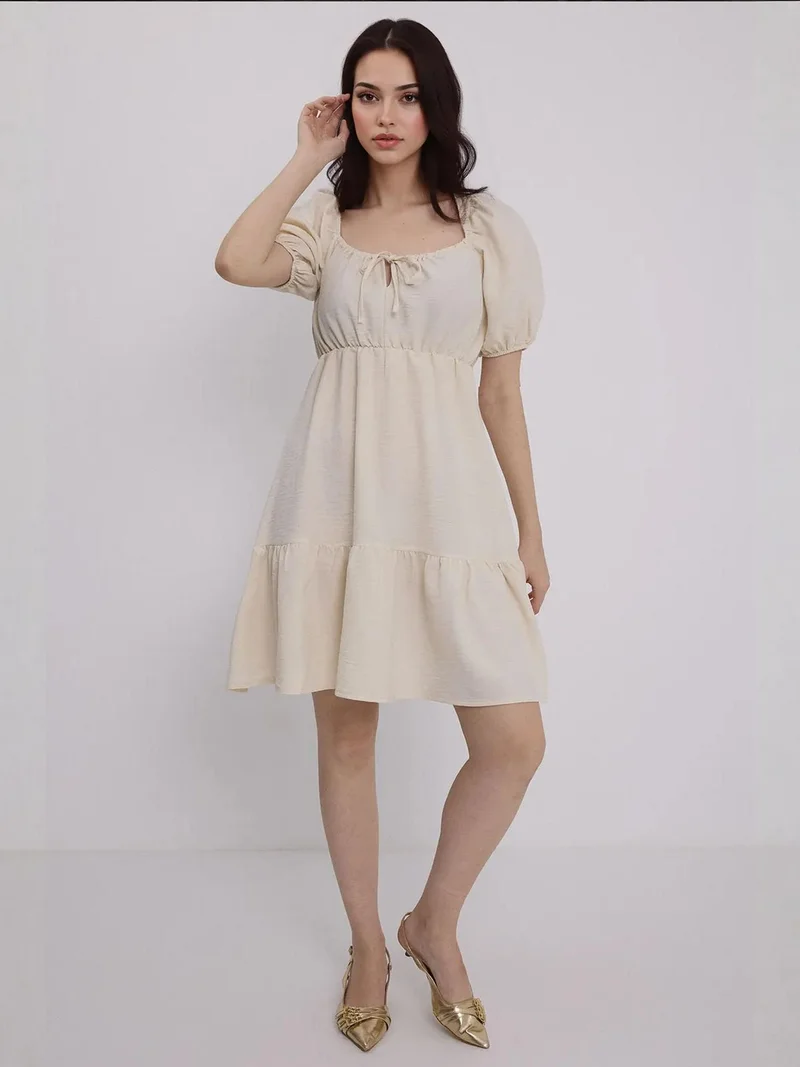 BIG DART BDART Square Neck A-Form Mini Dress with Bow