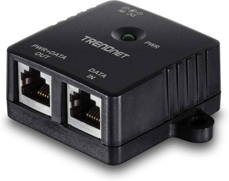 Trendnet محقن الطاقة عبر الإيثرنت جيجابت، سرعات جيجابت كاملة، 1 x منفذ إيثرنت جيجابت، 1 x منفذ إيثرنت جيجابت مع الطاقة، أجهزة الشبكة حتى 100م (328 قدم)، 15.4 واط، أسود، TPE-113GI - Image 1