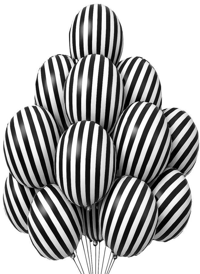 KHC-KHF Striped-Balloon Halloween-Balloons 12PCS 18in Black White Striped Foil Balloons Birthday Party Baby Shower Christmas Ceremony Decoration Supply - Image 1