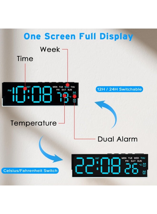 Digital Alarm Clock, Necomi LED Alarm Clock with Adjustable Night Light, Bedside Desk Table Clock with Temperature/DST/Snooze-12/24H for Bedroom Office - Image 2