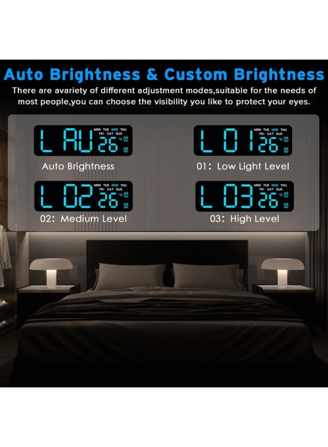 Digital Alarm Clock, Necomi LED Alarm Clock with Adjustable Night Light, Bedside Desk Table Clock with Temperature/DST/Snooze-12/24H for Bedroom Office - Image 5