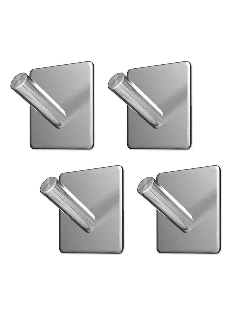 4Pcs Wall Hooks Heavy Duty Adhesive Hooks Stainless Steel Hangers Nail Free Utility Hooks Stick On Hook For Hanging Towel Cloth Calendar Available For Kitchen Closet Cabinet Toilet Ceiling Door tile - Image 1