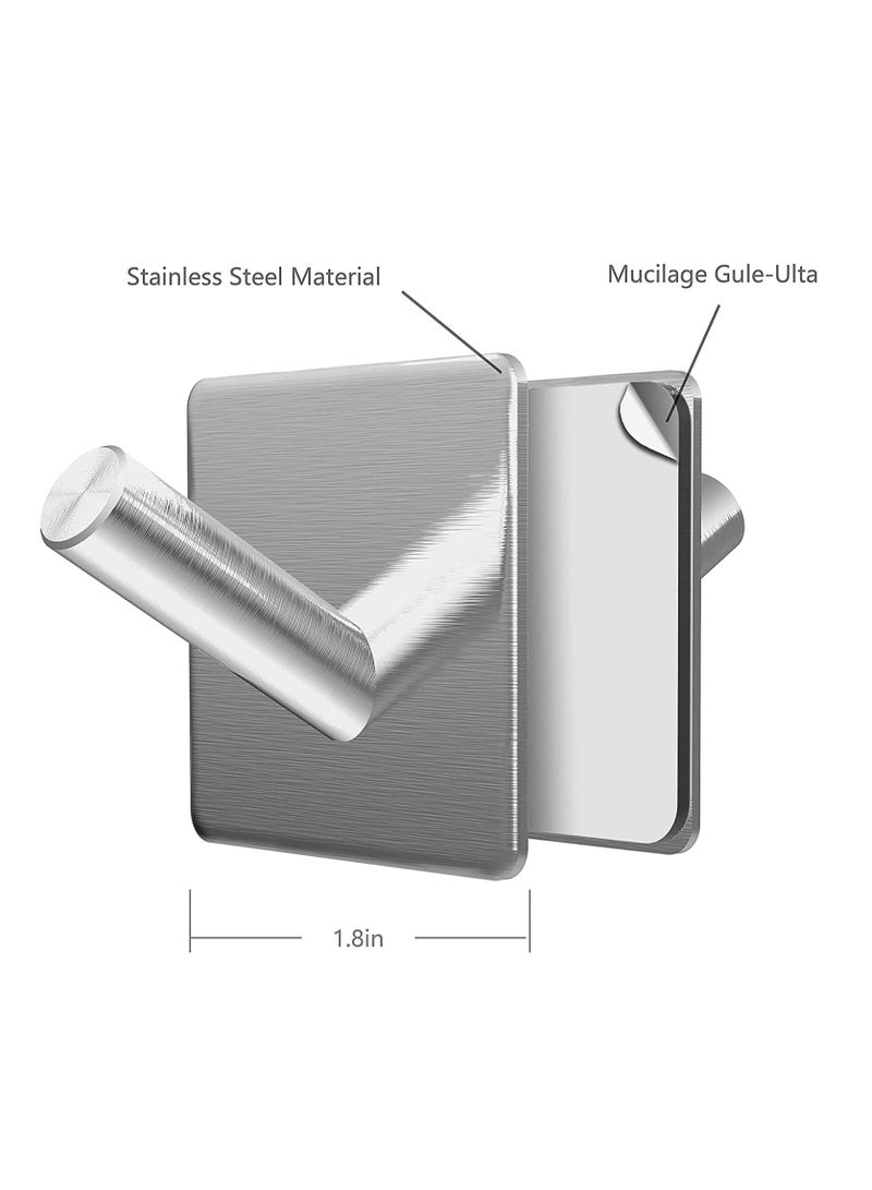 4Pcs Wall Hooks Heavy Duty Adhesive Hooks Stainless Steel Hangers Nail Free Utility Hooks Stick On Hook For Hanging Towel Cloth Calendar Available For Kitchen Closet Cabinet Toilet Ceiling Door tile - Image 2