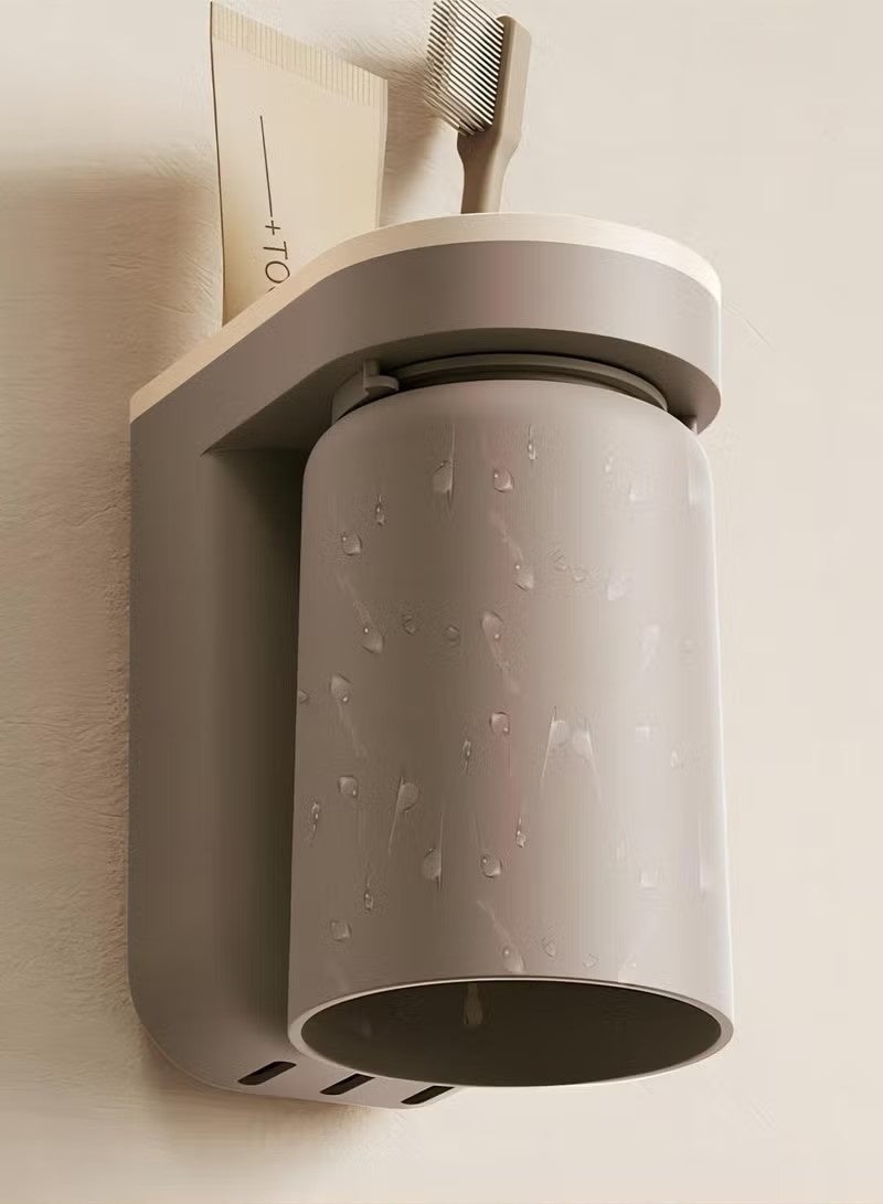 KIIUMI 2-in-1 Cup and Toothbrush Holder Set: Creative Wall-Mounted Design for a Tidy Bathroom  - Image 3