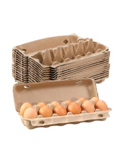 20Pcs Egg Cartons Egg Storage Containers, Blank Natural Pulp Egg Cartons 12 Count for Chicken Eggs Reusable, Strong Sturdy Cardboard Material Egg Crate Bulk for Refrigerator