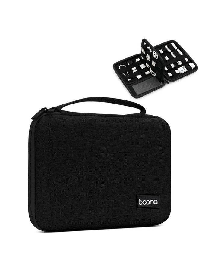 BURAQ Baona BN-F018 Multifunctional Double Layer EVA Hard Shell U Disk Data Cable Storage Bag(Black)  - Image 1