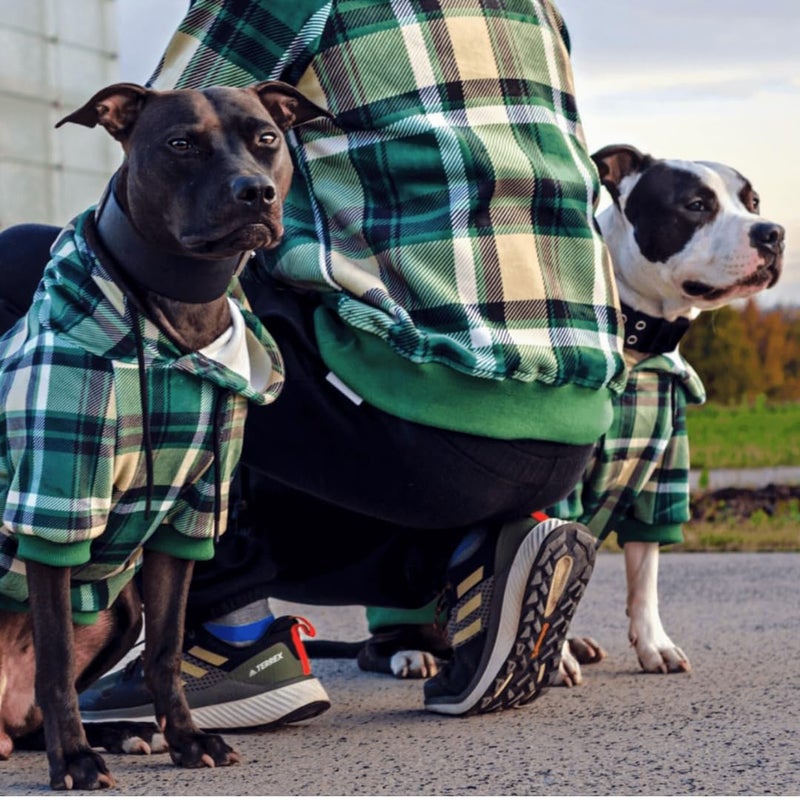 Spark Paws Dog Hoodie â€“ Premium Dog Sweater for Small, Medium, and Large Dogs | Warm Outfits for French Bulldogs, Pitbull, Puppy, Winter Jacket Alternative - Green Plaid - S - Image 5