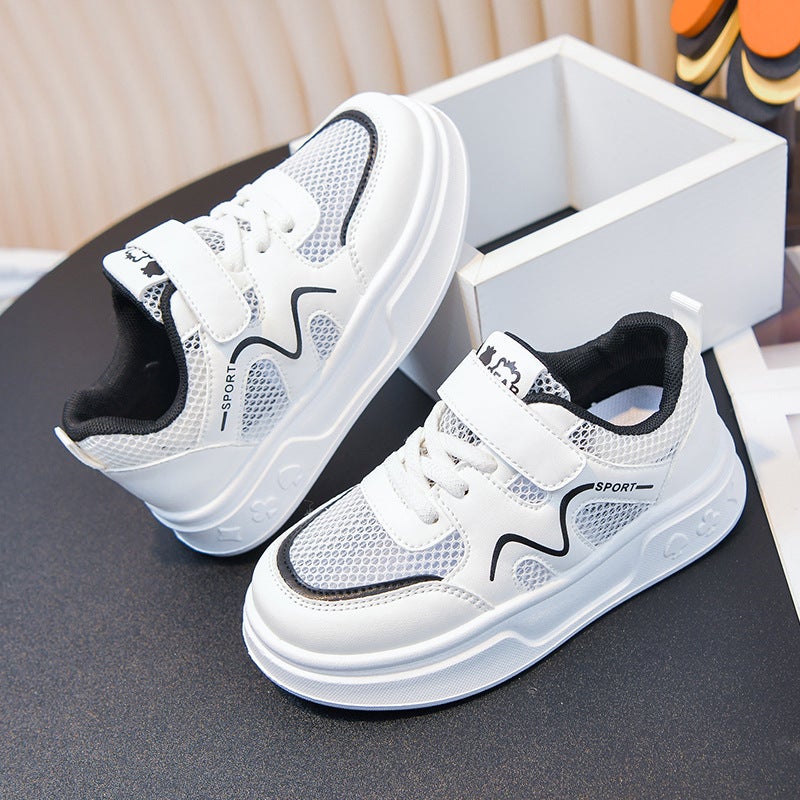 Children''s White Sneakers 2026 Summer Model Boys'' Mesh Panel Shoes Baby Soft-Soled Walking Shoes Breathable Girls'' Sports Shoes - Image 1