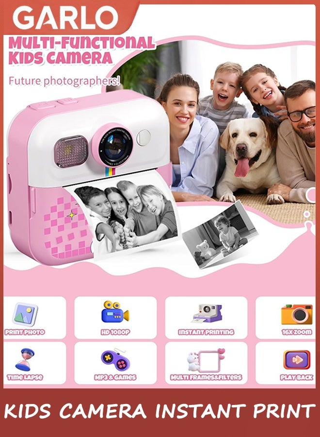Garlo Kids Camera Instant Print, Camera for Kids with Printable Photos, Toddler Camera Toys for Children Ages 3-14, Digital Camera Birthday Gifts for Girls 4 5 6 7 8 9 10 11 12 13 Years Old (Pink) - Image 2