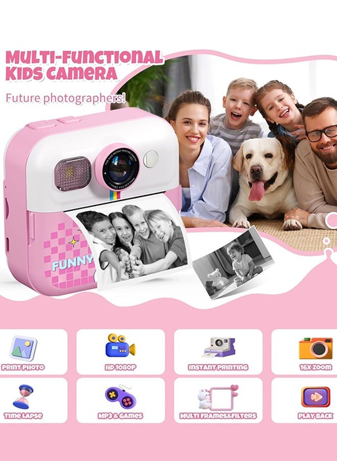 Garlo - Kids Camera Instant Print, Camera for Kids with Printable Photos, Toddler Camera Toys for Children Ages 3-14, Digital Camera Birthday Gifts for Girls 4 5 6 7 8 9 10 11 12 13 Years Old (Pink) - Image 1
