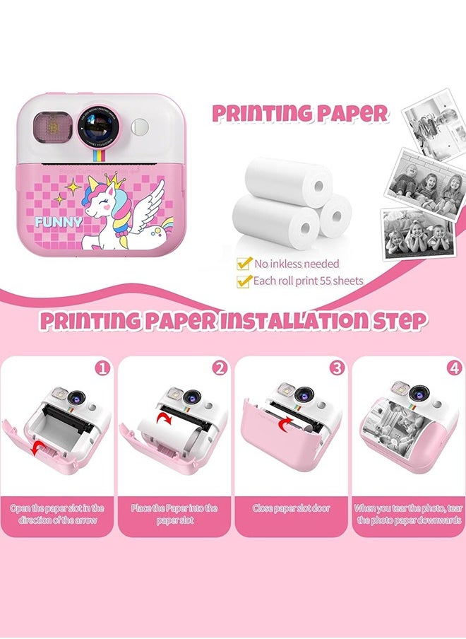 Garlo - Kids Camera Instant Print, Camera for Kids with Printable Photos, Toddler Camera Toys for Children Ages 3-14, Digital Camera Birthday Gifts for Girls 4 5 6 7 8 9 10 11 12 13 Years Old (Pink) - Image 1
