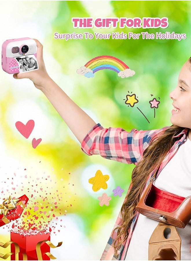 Garlo - Kids Camera Instant Print, Camera for Kids with Printable Photos, Toddler Camera Toys for Children Ages 3-14, Digital Camera Birthday Gifts for Girls 4 5 6 7 8 9 10 11 12 13 Years Old (Pink) - Image 1