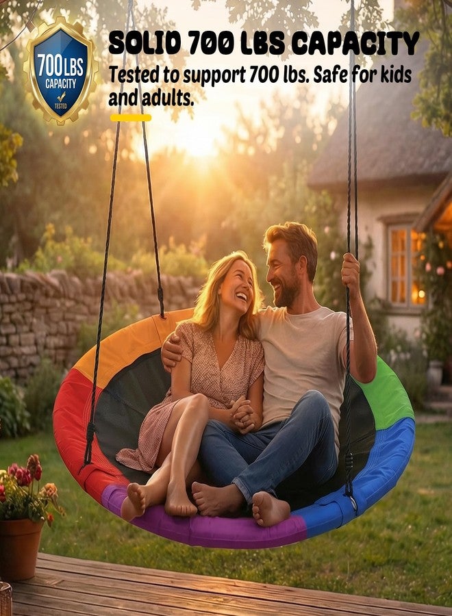 Trekassy 48 Inch Saucer Tree Swing, 700lbs Capacity Round Swing for Kids Adults Outdoor Backyard, 900D Oxford Waterproof with Adjustable Ropes - Image 2