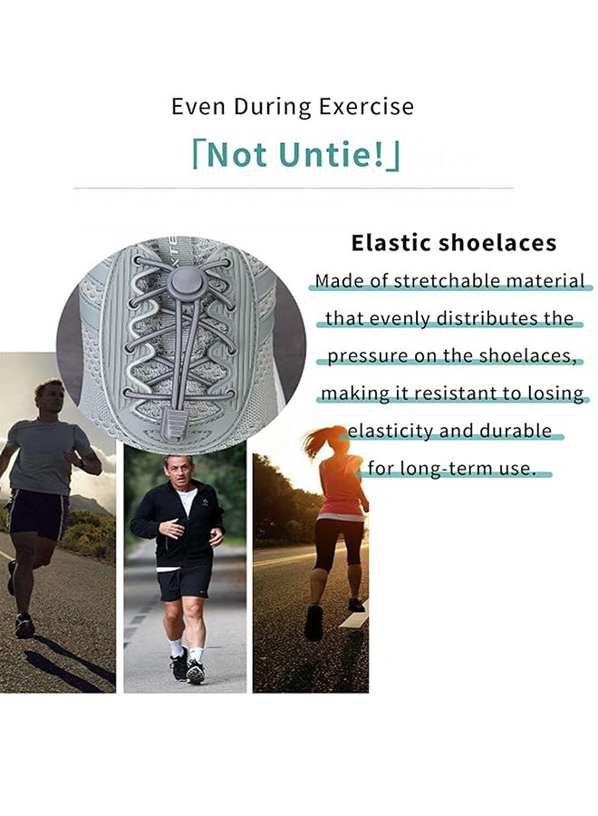 2 Pairs No Tie Elastic Shoe Laces for Adults Kids, Round Strong Lock Tieless Sneaker Laces, Adjustable Quick Strings - Image 3