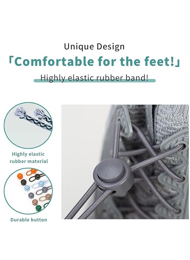 2 Pairs No Tie Elastic Shoe Laces for Adults Kids, Round Strong Lock Tieless Sneaker Laces, Adjustable Quick Strings - Image 5