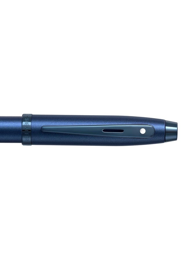 شيفر قلم حبر جاف Sheaffer Gift 100 9371 باللون الأزرق اللامع مع حواف زرقاء | قلم حبر جاف متوسط السن | مجموعة هدايا أقلام فاخرة  - Image 5