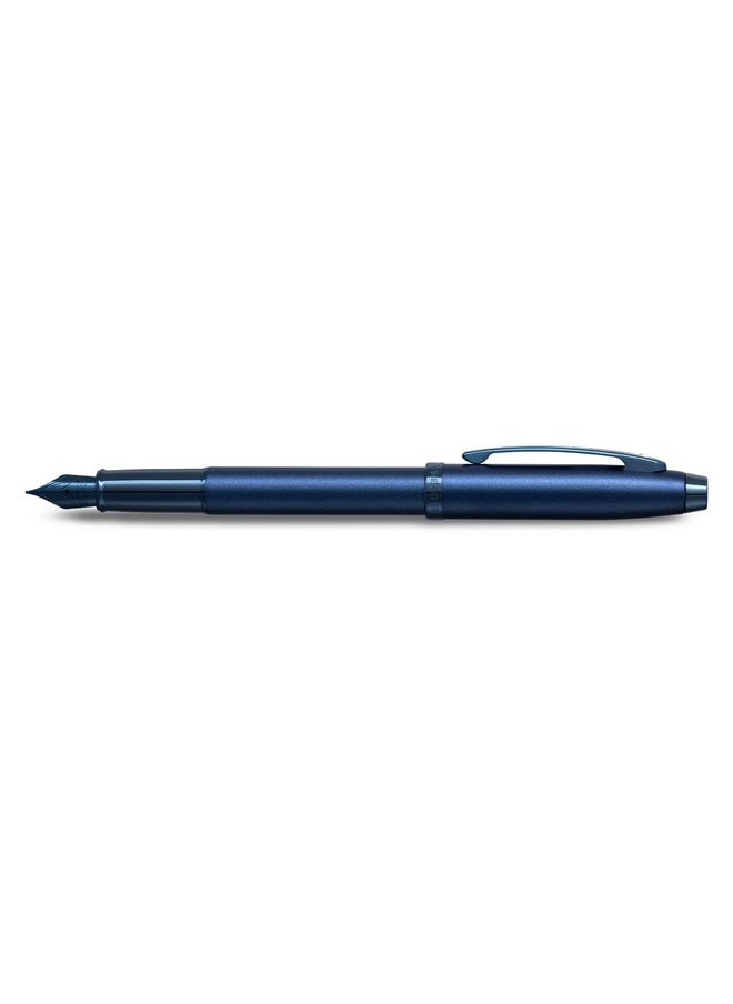 شيفر قلم حبر جاف Sheaffer Gift 100 9371 باللون الأزرق اللامع مع حواف زرقاء | قلم حبر جاف متوسط السن | مجموعة هدايا أقلام فاخرة  - Image 3