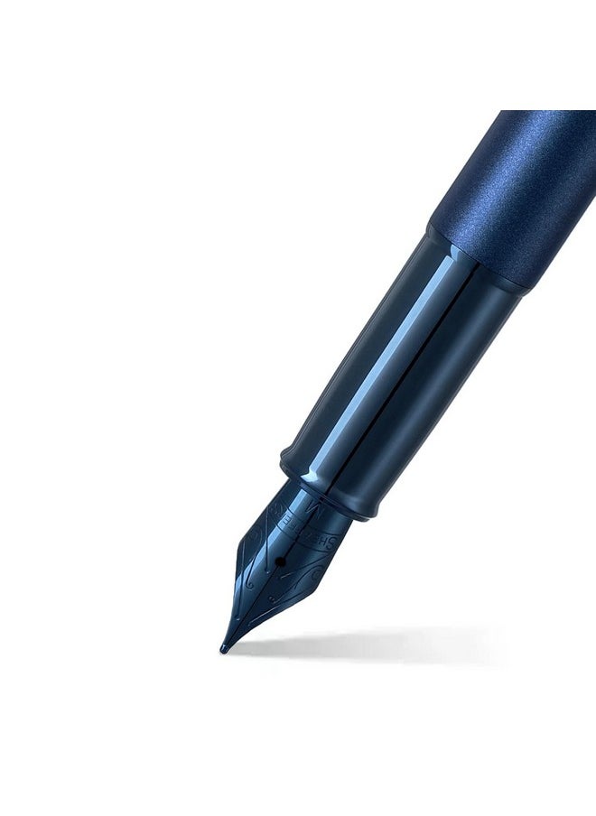شيفر قلم حبر جاف Sheaffer Gift 100 9371 باللون الأزرق اللامع مع حواف زرقاء | قلم حبر جاف متوسط السن | مجموعة هدايا أقلام فاخرة  - Image 2