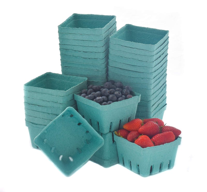 JA Kitchens Green Molded Pulp Fiber Berry/Produce Vented 1 Pint Basket (40 Pieces) - Image 1