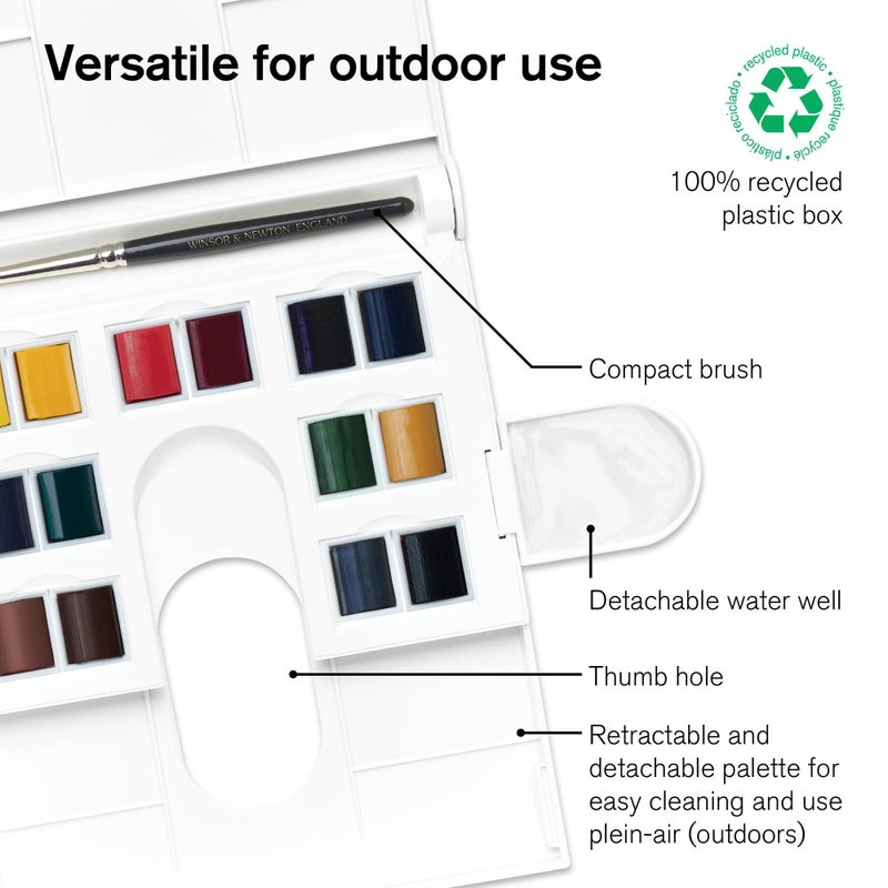 Winsor Newton Winsor & Newton Professional Watercolor Paint Set, Lightweight Metal Box, 24 Half Pan - Image 3