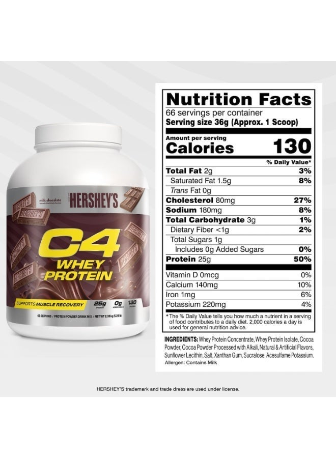 CELLUCOR C4 Whey Protein Powder, Hershey's Chocolate - 25g Protein, 0g Added Sugar, 130 Calories Per Serving, Supports Muscle Recovery, 66 Servings, - Image 2