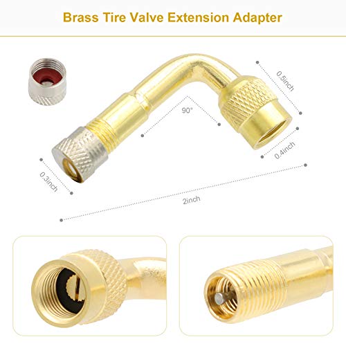 ZHSMS Tire Valve Extension, 8.25 Inch Flexible Valve Stem Extenders with 90 Degree Brass Schrader Tire Valve Extension Adaptor Compatible for Cars Truck Motorcycle Bike Scooter - Image 3