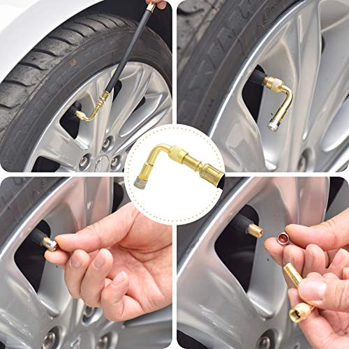 ZHSMS Tire Valve Extension, 8.25 Inch Flexible Valve Stem Extenders with 90 Degree Brass Schrader Tire Valve Extension Adaptor Compatible for Cars Truck Motorcycle Bike Scooter - Image 4