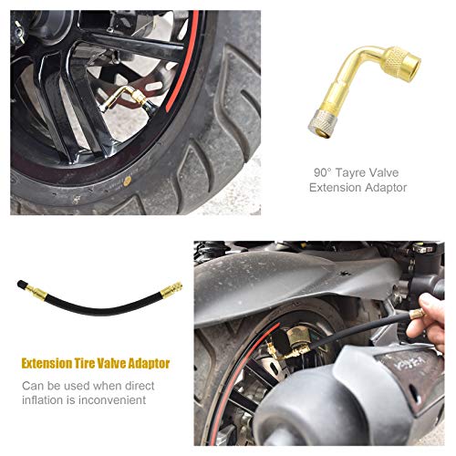 ZHSMS Tire Valve Extension, 8.25 Inch Flexible Valve Stem Extenders with 90 Degree Brass Schrader Tire Valve Extension Adaptor Compatible for Cars Truck Motorcycle Bike Scooter - Image 5