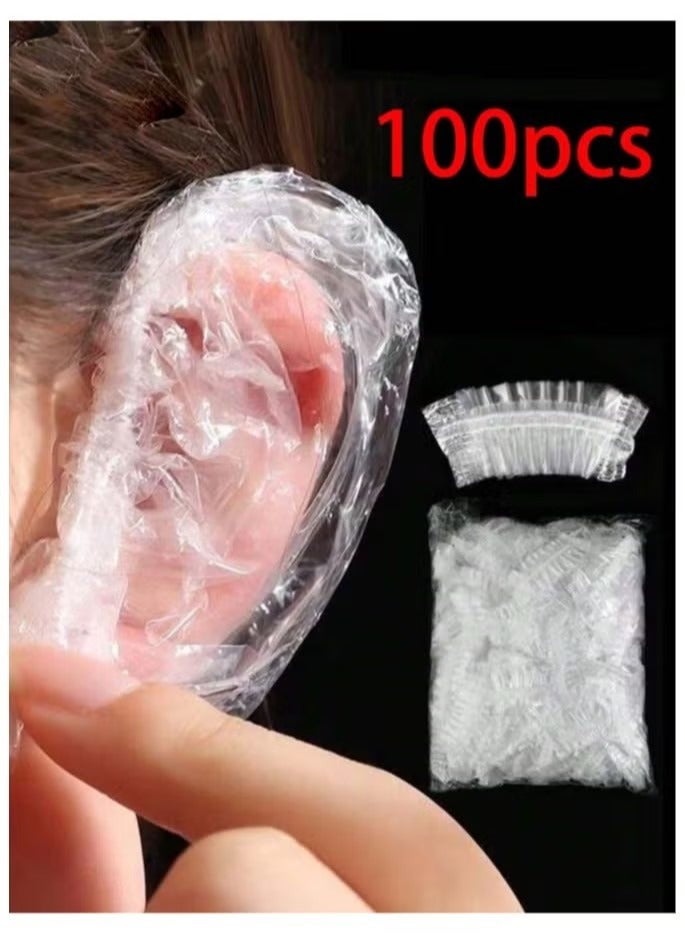 لوبوفان 100pcs الأذن يمكن التخلص منها يغطي حماة الأذن ، وأغطية أذن بلاستيكية مقاومة للماء لصبغ الشعر ، والاستحمام ، والسبا - Image 1