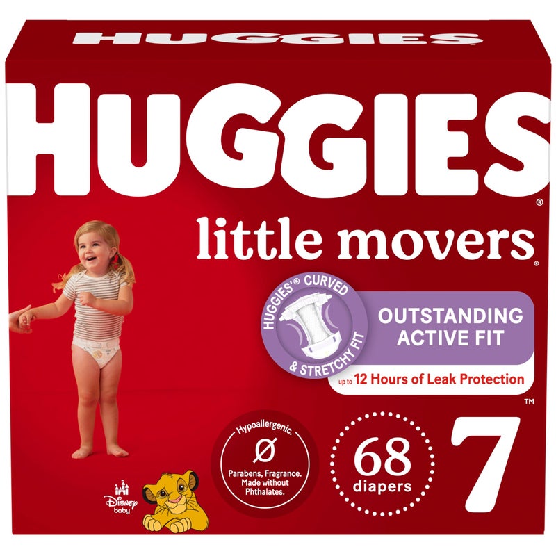 HUGGIES حفاضات هاجيز حجم 7، حفاضات الأطفال الصغار، حجم 7 (41+ رطل)، 68 قطعة - Image 1