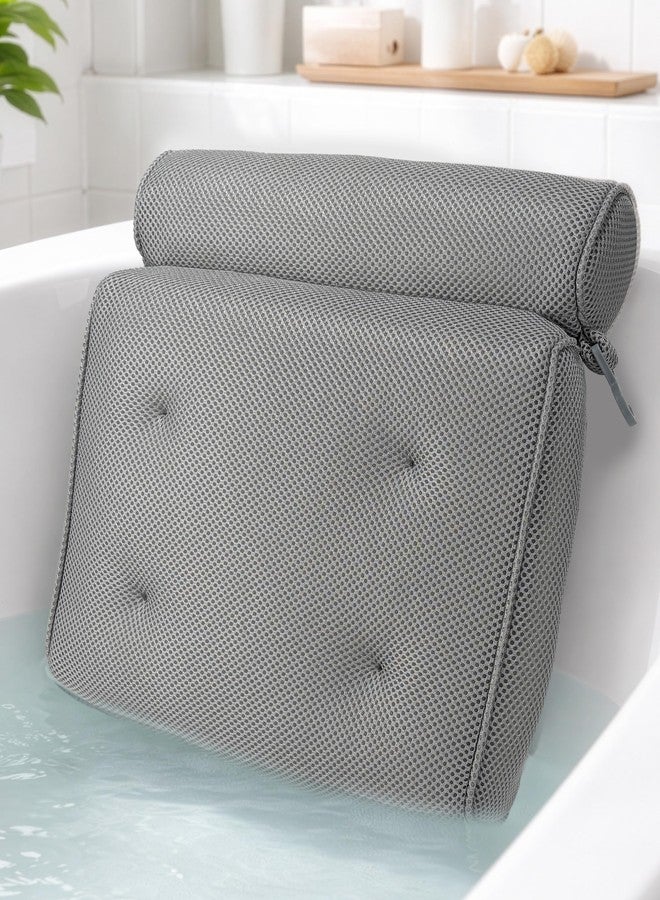 Everlasting Comfort Luxury Bath Pillows for Tub with Head and Neck Support - Non-Slip Bathtub Pillow with Suction Cups, Quick-Drying Mesh & Drying Hook - Jacuzzi & Spa Accessories for Women - Gray - Image 1