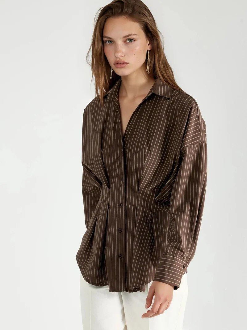Qustyle QU STYLE Fitted Striped Shirt